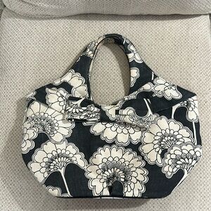 Kate Spade black and tan floral canvas tote